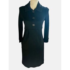 Diane von Furstenberg Little Black Dress Button Wool Nylon Blend Women's Size 4